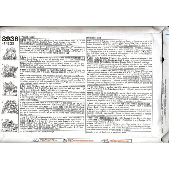 Simplicity Crafts 8938 Decorative 17 Inch Families Uncut Sewing Pattern 1999 - Picture 2 of 2